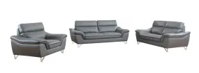 108" Charming Grey Leather Sofa Set By Homeroots