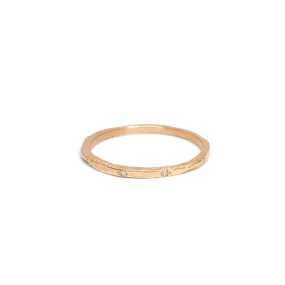 18K Rose Gold Carved Skinny Band with Diamonds