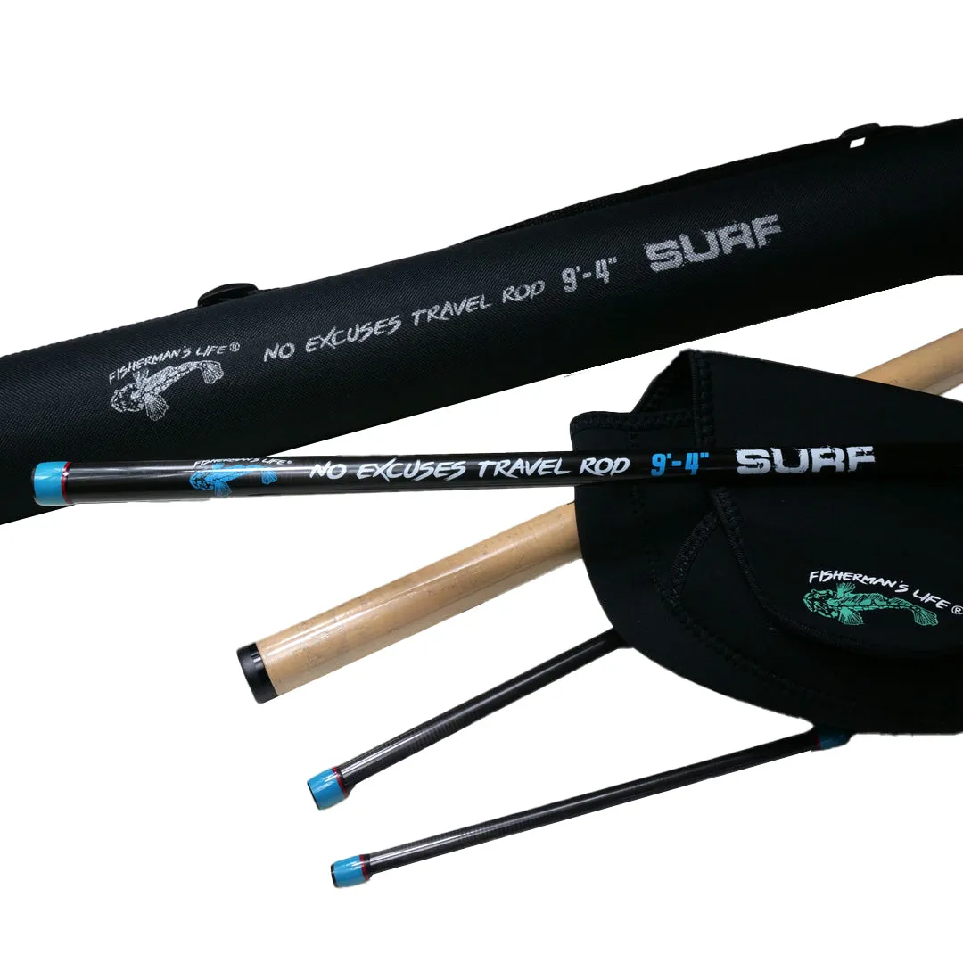 9'4" No Excuses Surf Travel Rod with Tube Medium-Heavy Action 3/4oz to 3oz