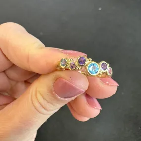 9ct Yellow Gold Colourful Bezel Ring