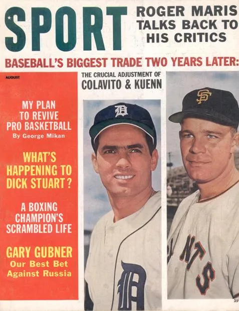 August 1962 SPORT Cover (Rocky Colavito, Detroit Tigers, Harvey Kuenn, San Francisco Giants)