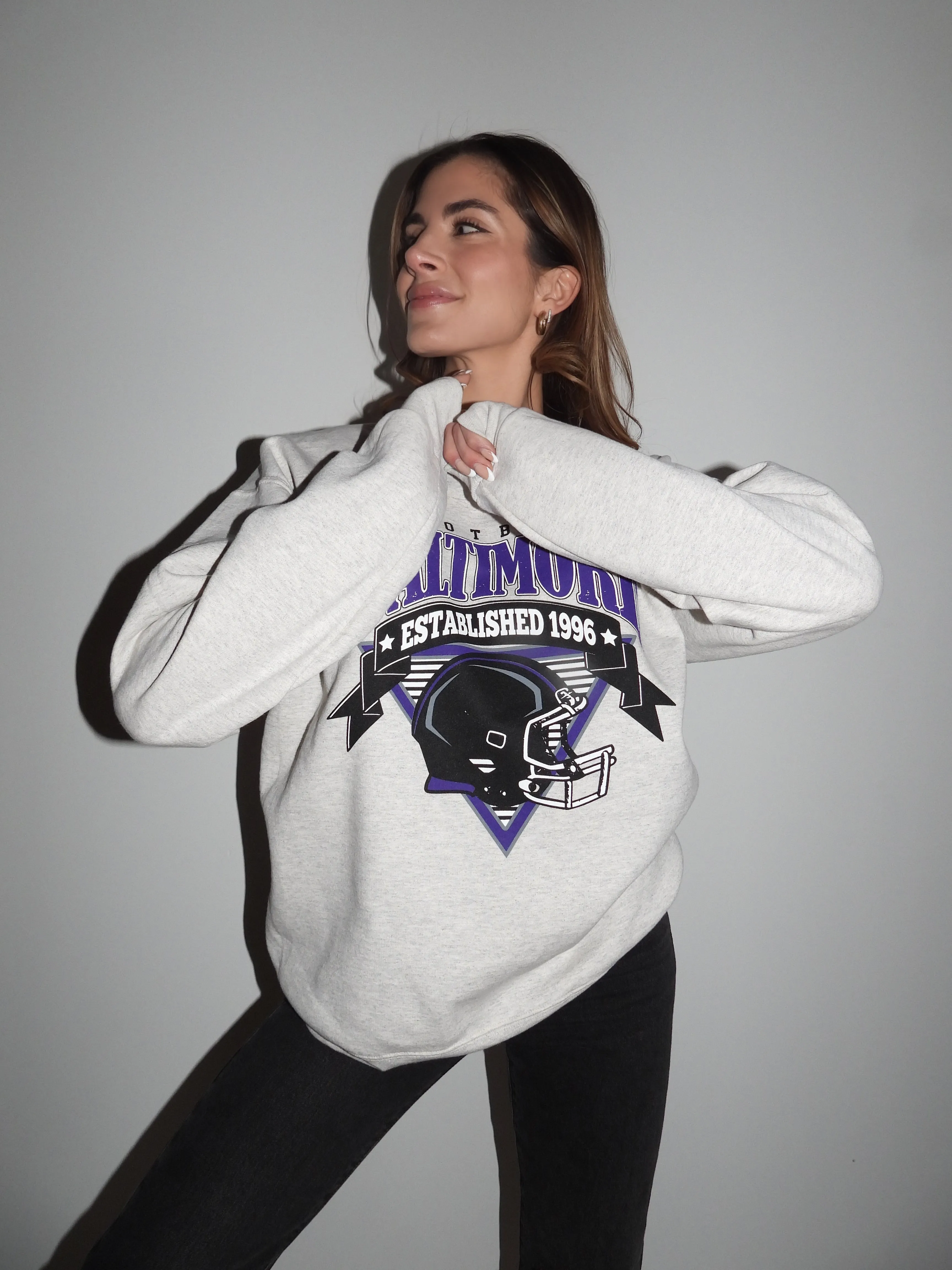 Baltimore Triangle Vintage Football Crewneck Sweatshirt By Brightside