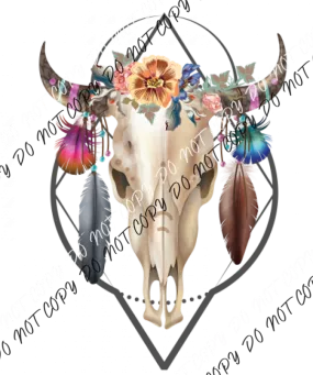 Boho Goat Skull with Flowers DTF Transfer