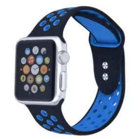 Breathable Silicone Sport Replacement Band for Apple Watch Black Blue