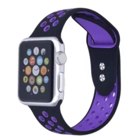 Breathable Silicone Sport Replacement Band for Apple Watch Black Purple