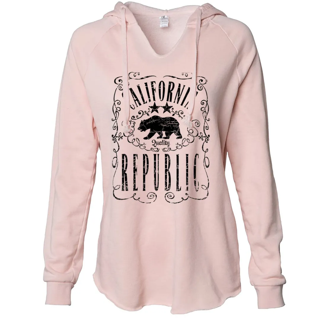 California Republic JD Whiskey Black Print Women's Soft Hooded Pullover