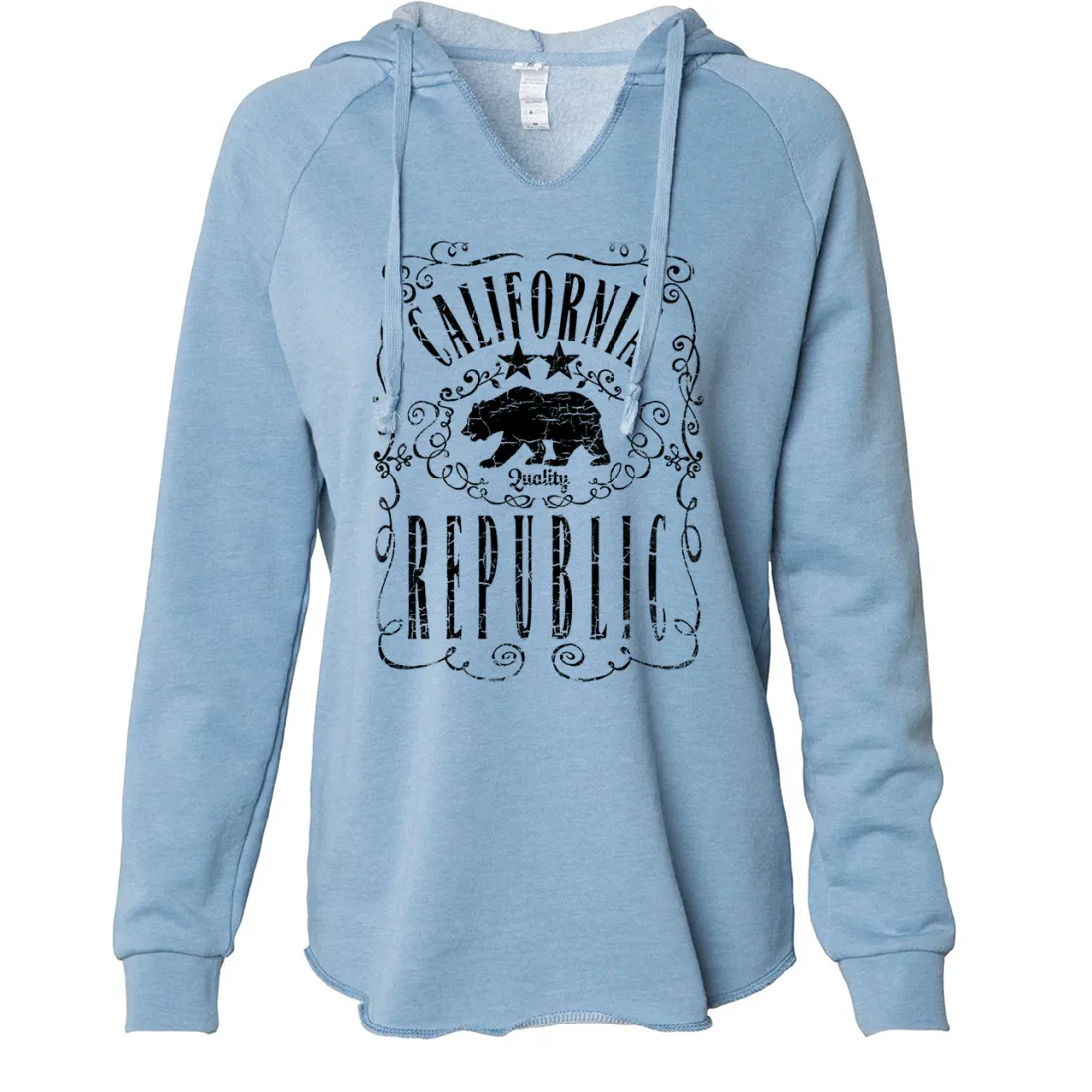 California Republic JD Whiskey Black Print Women's Soft Hooded Pullover