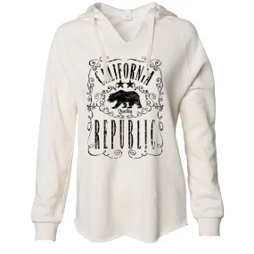 California Republic JD Whiskey Black Print Women's Soft Hooded Pullover