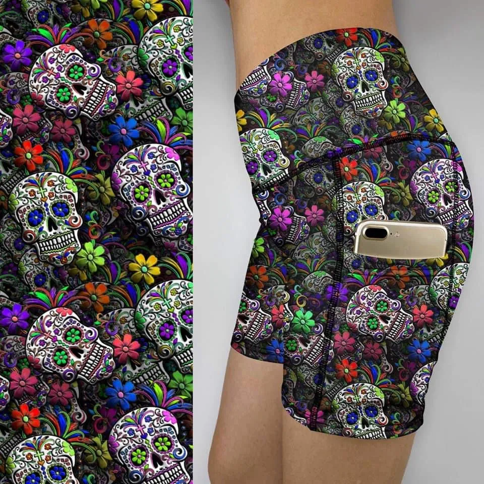 Colorful   Sugar Skulls Bike  Gym shorts  SH-13