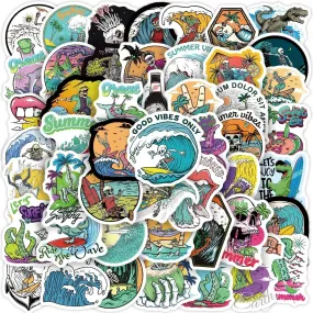 Cool Summer Skull Surfing Stickers