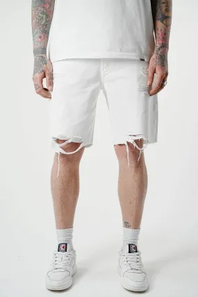 Distressed Wide Fit Premium Denim Shorts