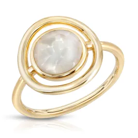 Eclipse Ring- Cracked Mother of Pearl