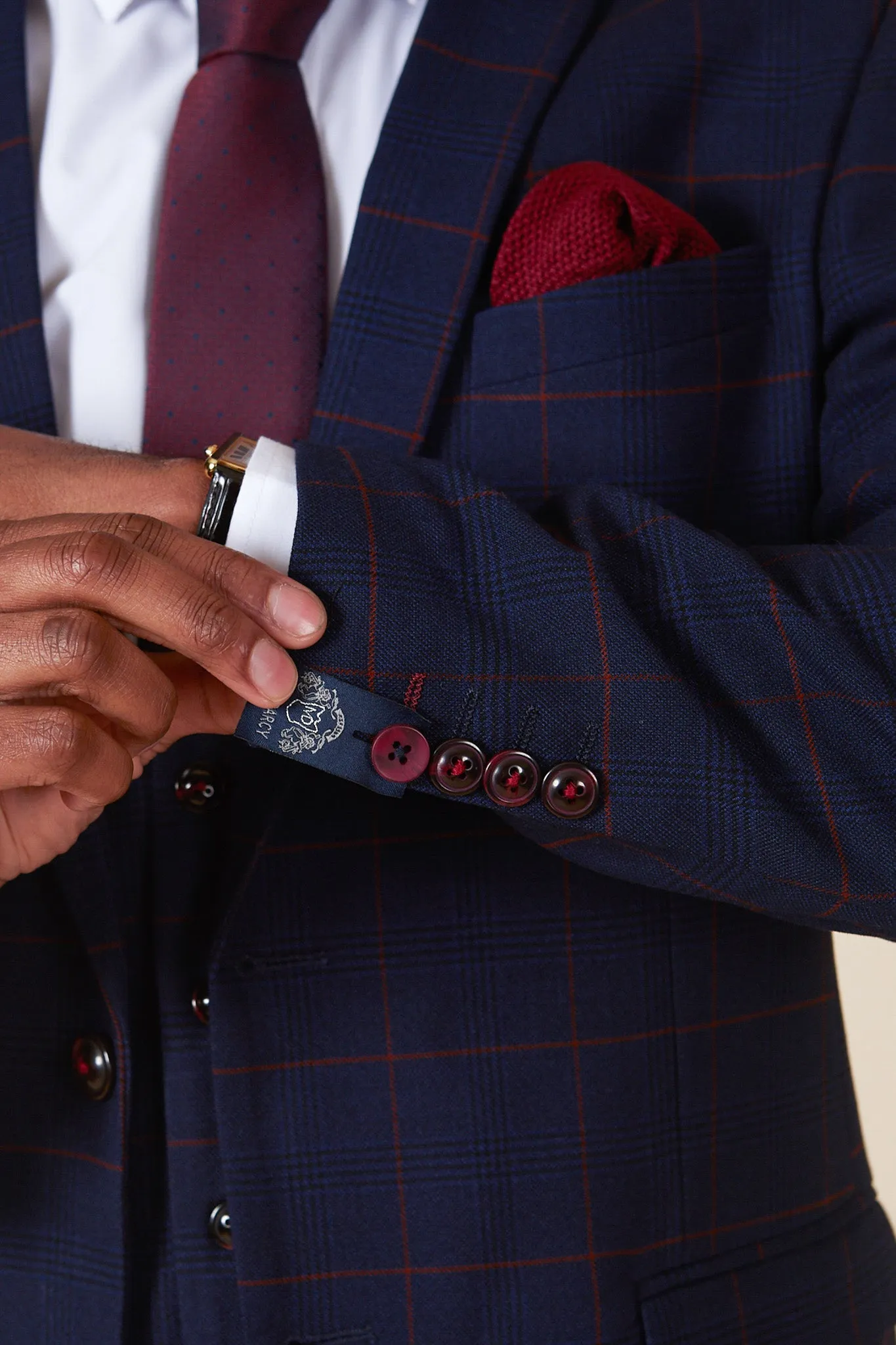 EDINSON - Navy Wine Check Blazer