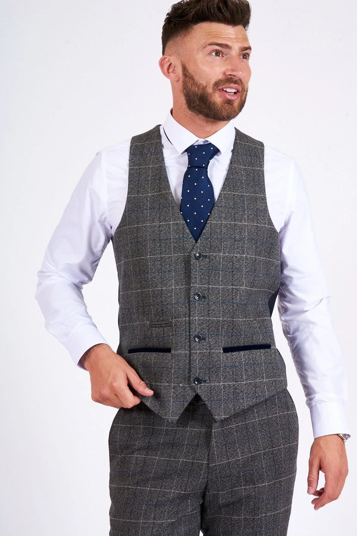 Former Leeds United Footballer Danny Mills in Scott Grey Tweed Suit