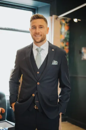 Former Newcastle United Defender Paul Dummett in Max Navy Suit