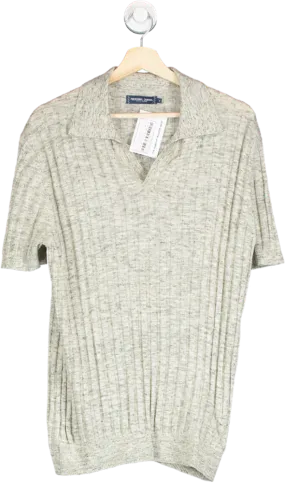 Frescobol Carioca Beige Rino Space Dye Knit Polo Shirt In Marble Stone UK M