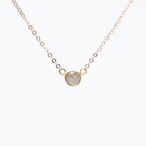 Gold Labradorite Circle Stone Necklace