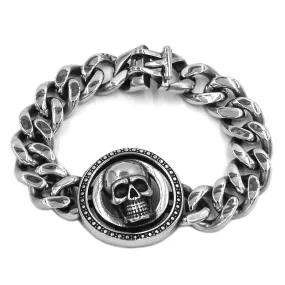 Gothic Skull  with Red CZ Eyes Bracelet