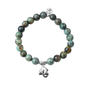 Graduation Cap | Stone Beaded Charm Bracelet | African Turquoise