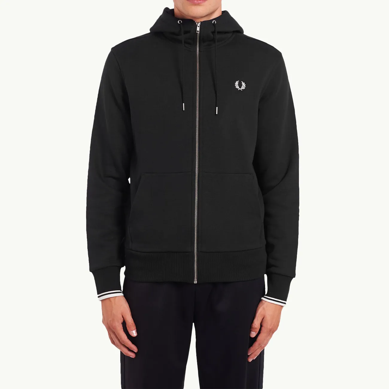 Hooded Zip Through Sweatshirt - Black