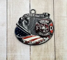 Large Fire Fighter Pendant Key Chain Charm (1) - L1115