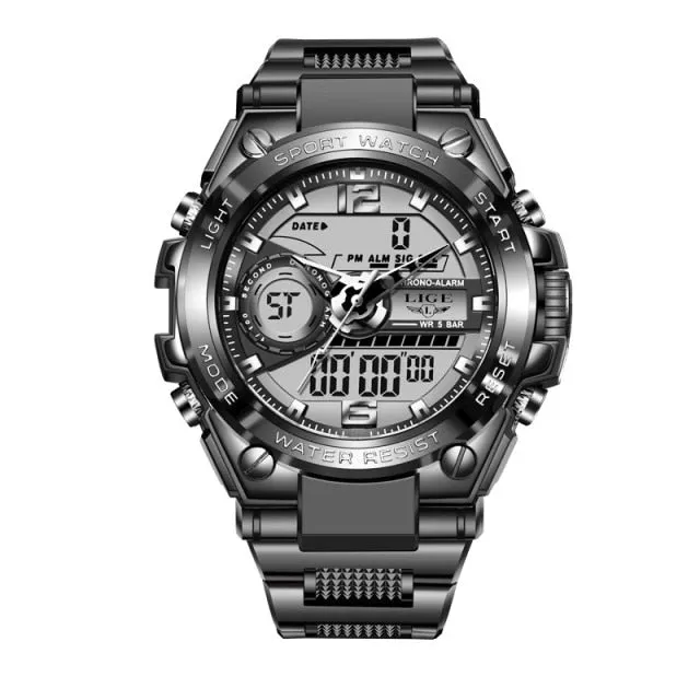 LIGE Men's 50m Waterproof Digital Wristwatch