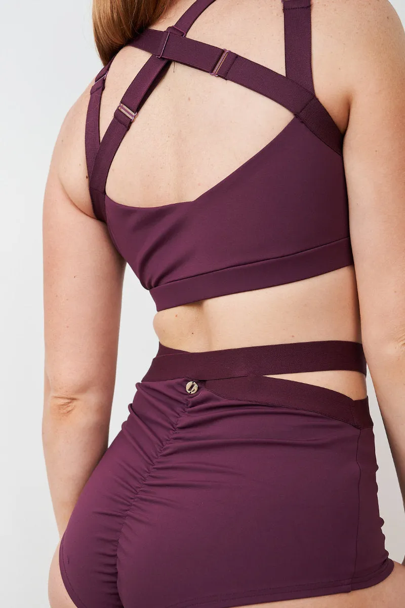 Lunalae Tia Strappy Crossover Top - Recycled Mulberry