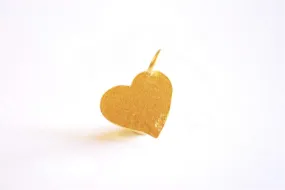 Matte Vermeil Wholesale Gold Hammered Heart Charm- 18k gold plated Sterling Silver Heart Charm Pendant, Gold Flat Heart, Stamping Heart, Curvy, 277