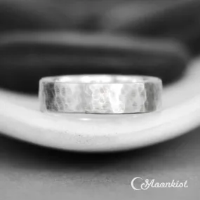 Medium Width Hammered Flat Silver Band | Moonkist Designs