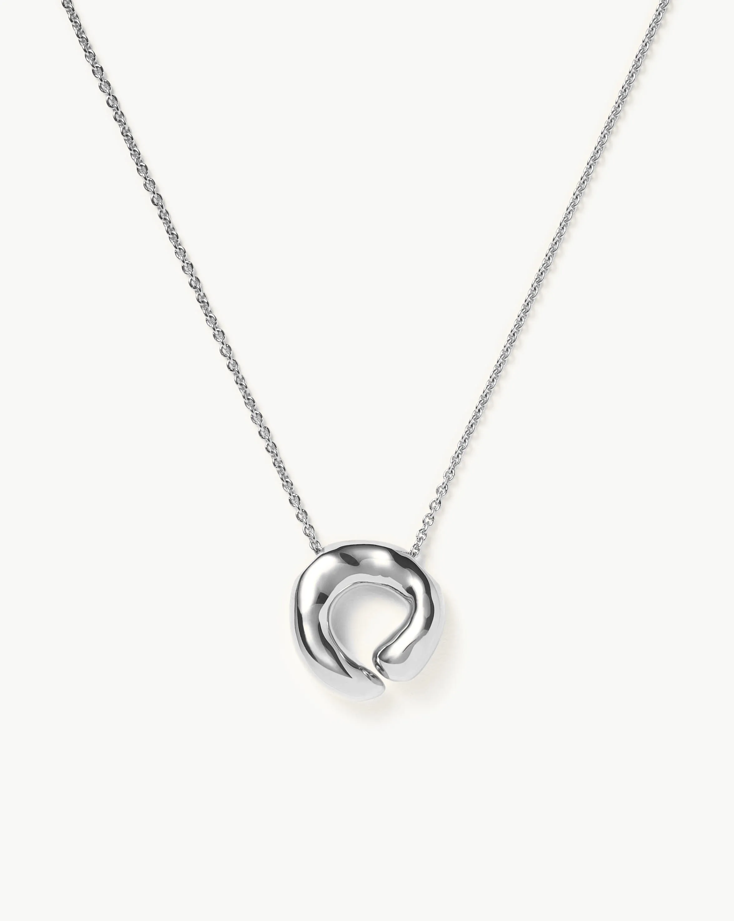 Molten Doughnut Pendant Necklace | Silver Plated