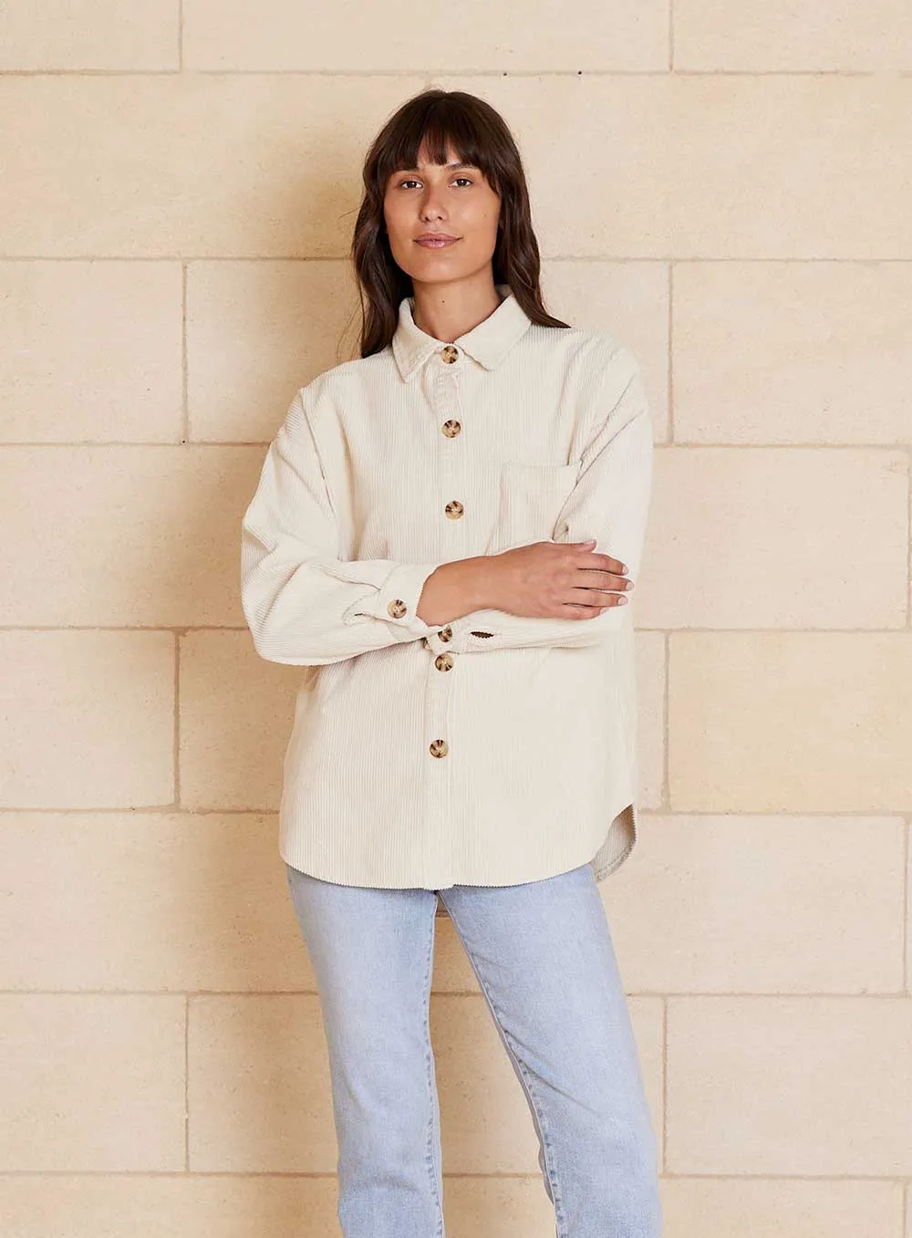 Olivia Shirt Jacket-CREAM