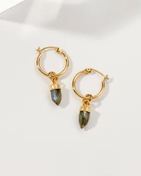 On Point Mini Hoop Earrings - Labradorite