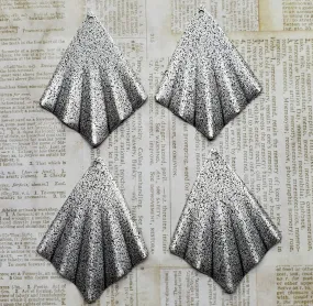 Oxidized Silver Stardust Fan Charms (4) - SOBF6