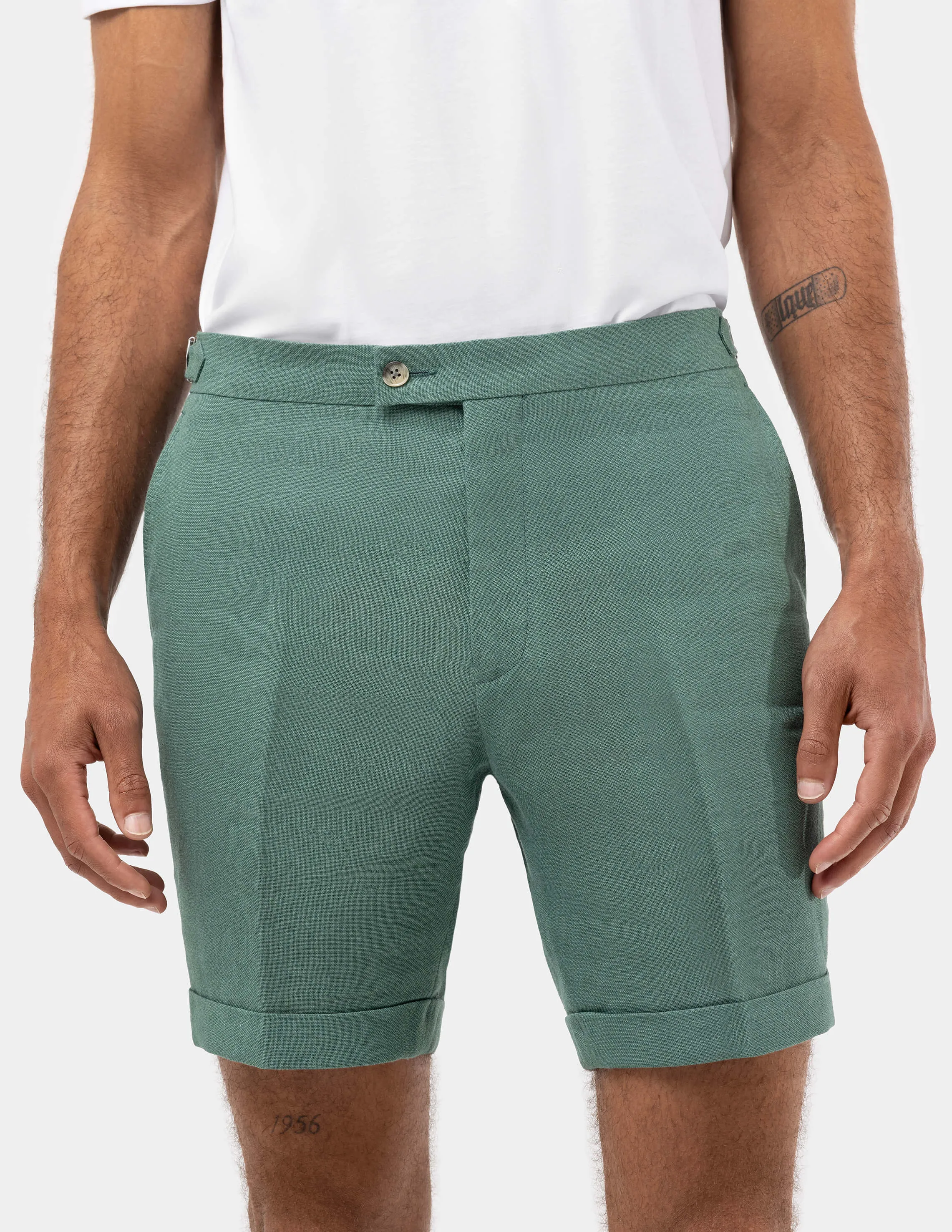 Pale Teal Linen Shorts