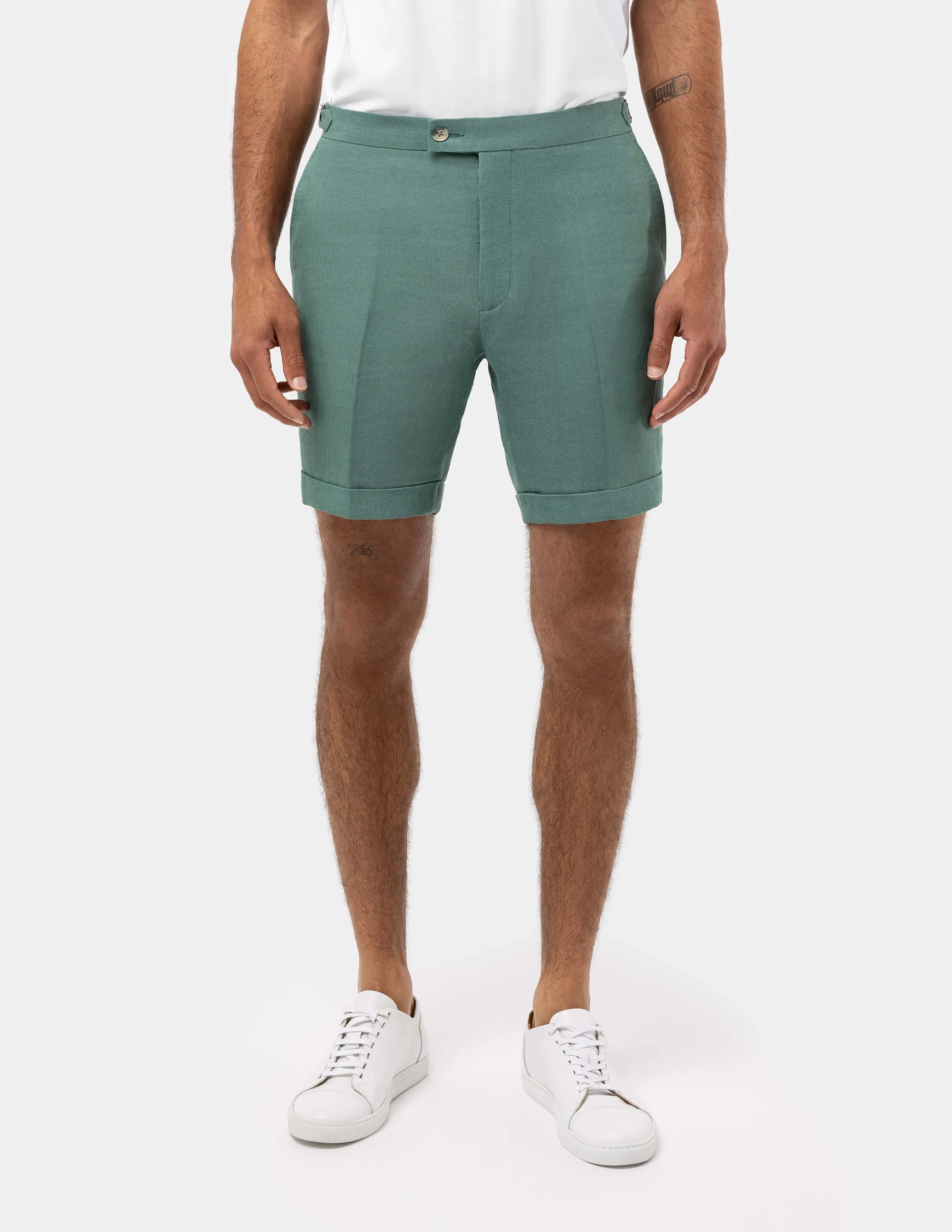 Pale Teal Linen Shorts