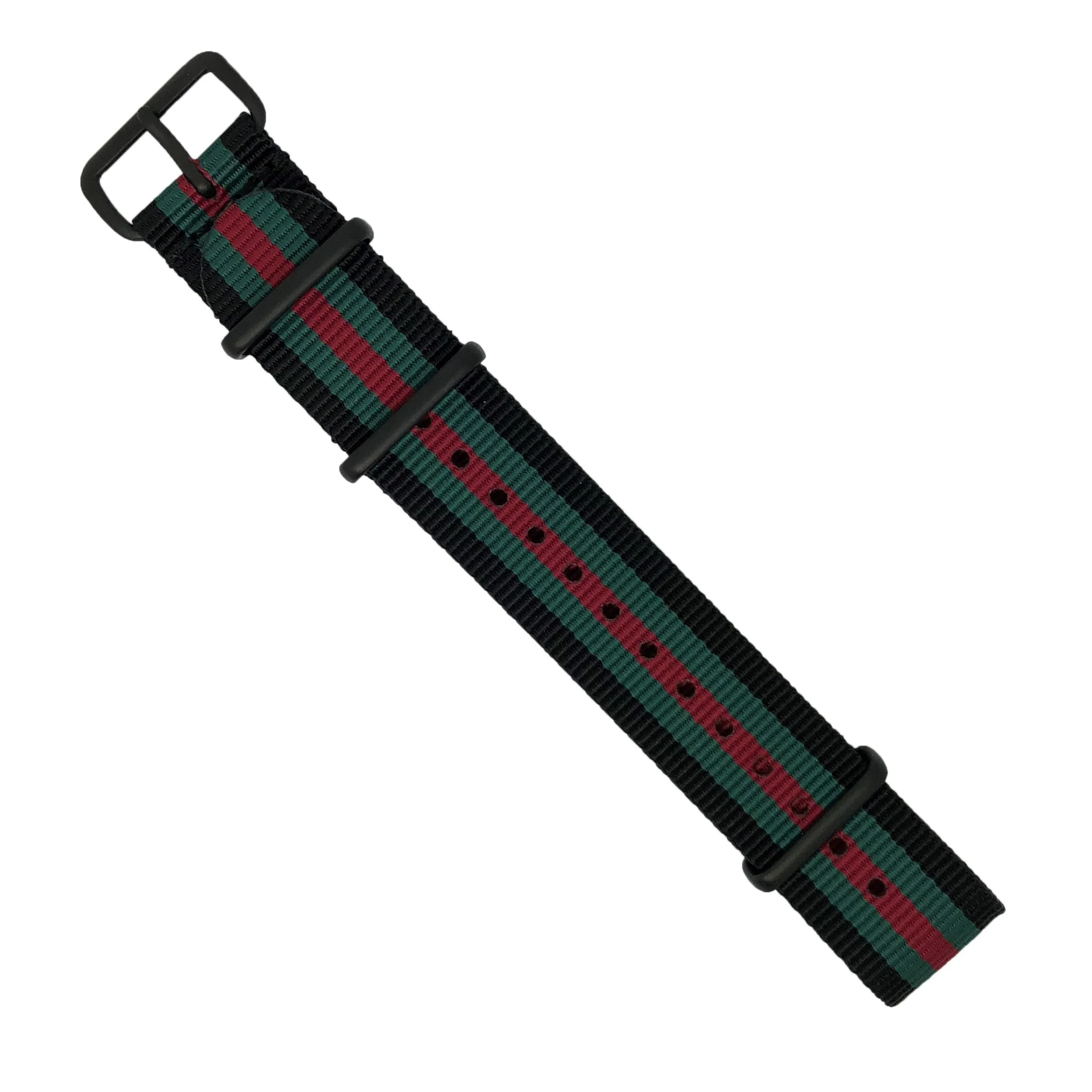 Premium Nato Strap in Black Green Red