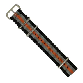 Premium Nato Strap in Black Grey Orange