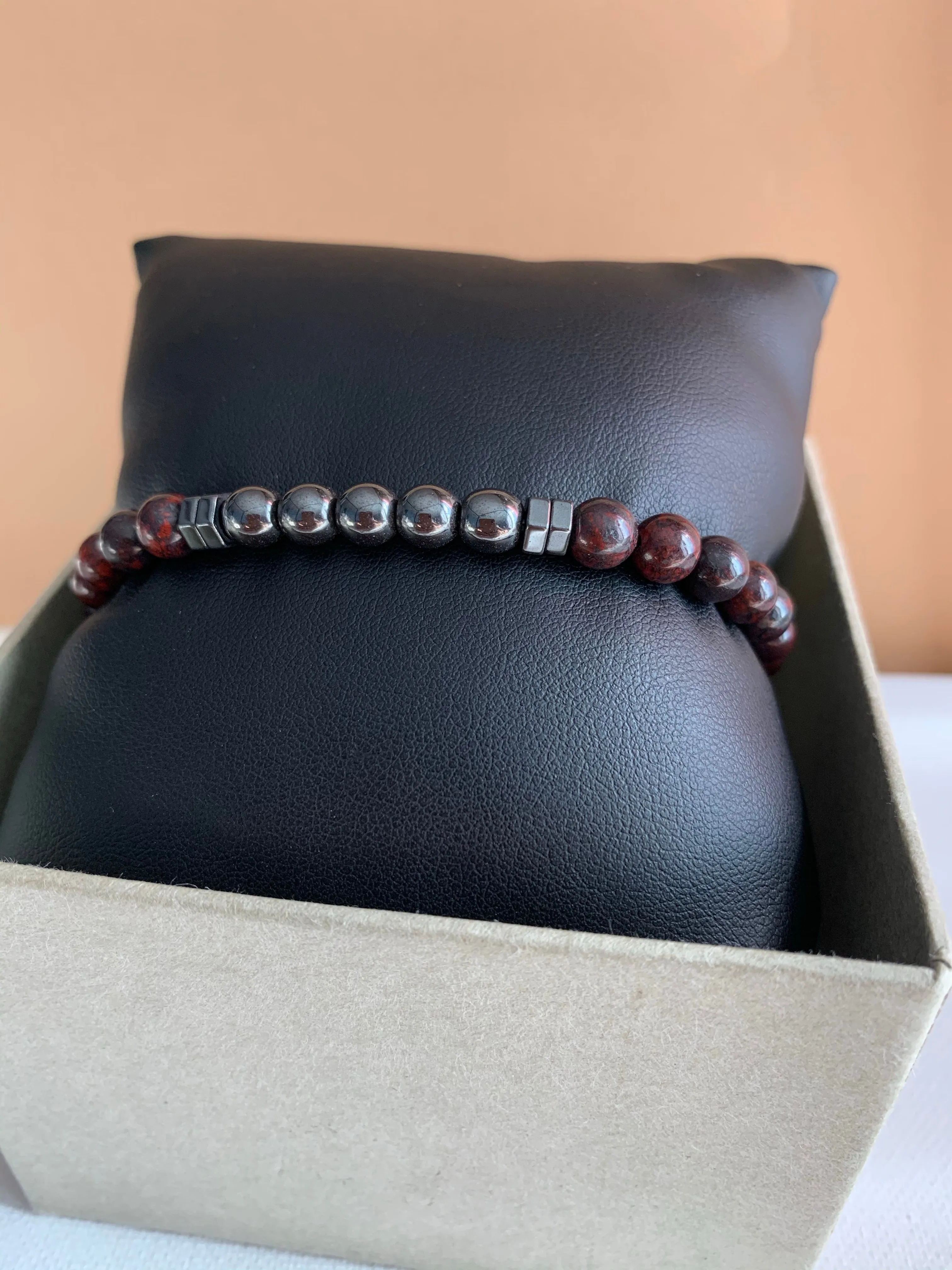 Red Jasper and Hematite Bracelet