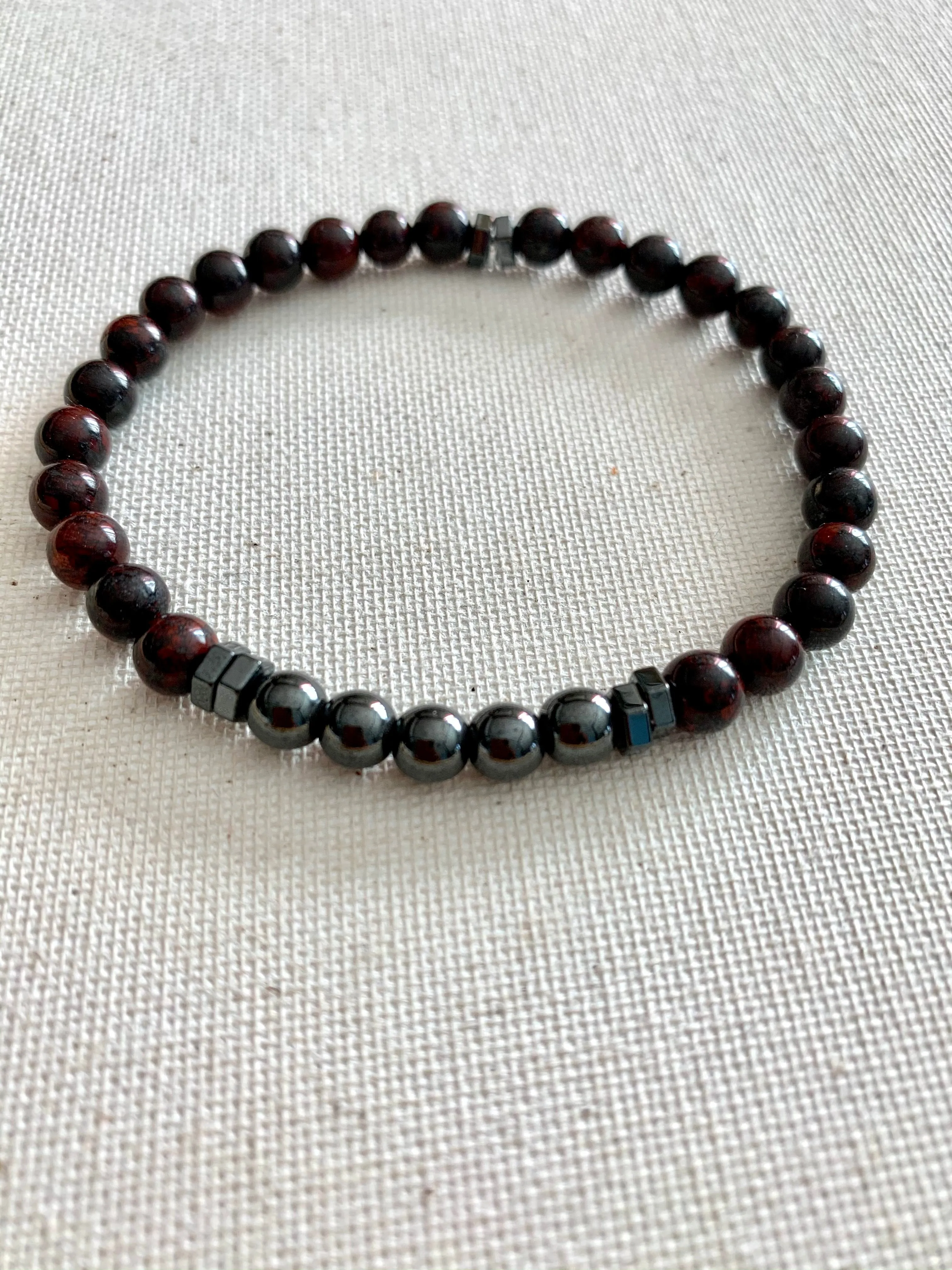 Red Jasper and Hematite Bracelet