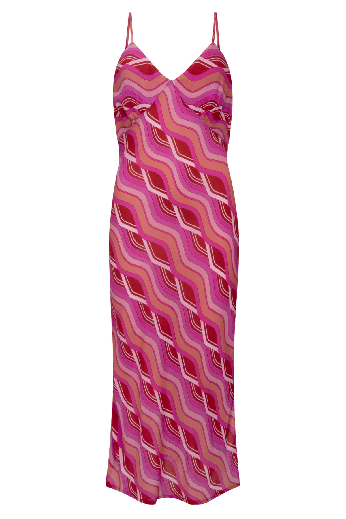 Shimmy Bias Midi Dress - Fuschia