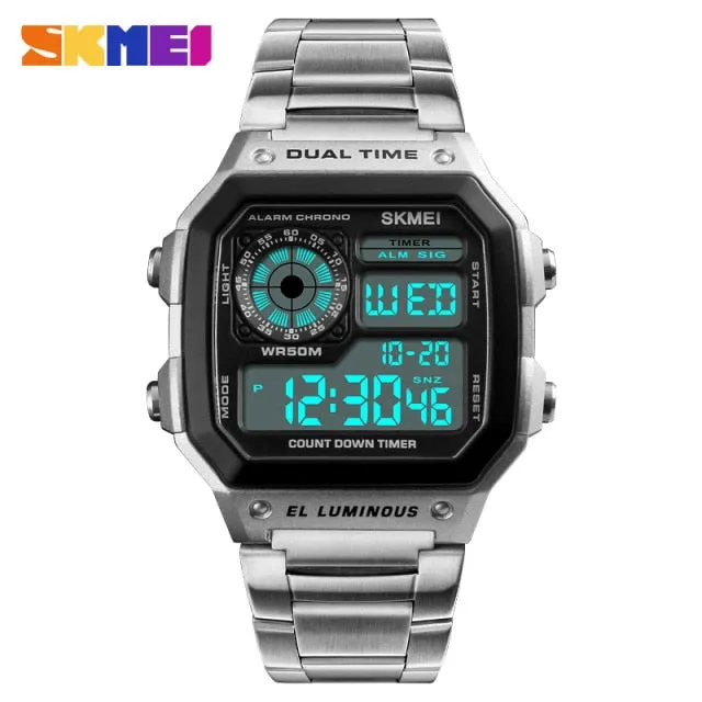 SKMEI Reloj Deportivo Men's Digital Stainless Steel Wristwatch