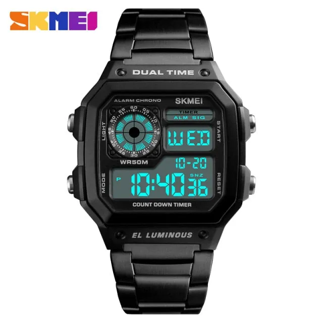 SKMEI Reloj Deportivo Men's Digital Stainless Steel Wristwatch