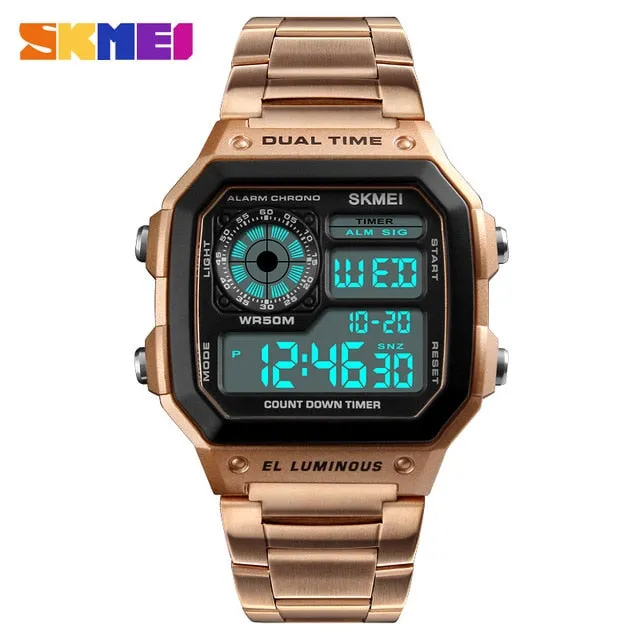 SKMEI Reloj Deportivo Men's Digital Stainless Steel Wristwatch